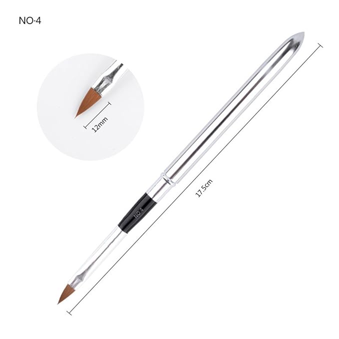 WOKOTO 6pcs/SET Nail Brushes Silver Metal Handle Nail Art Builder Crystal Carve Brush Design For 3D Pattern Design Nail Art Brushes Detachable Set