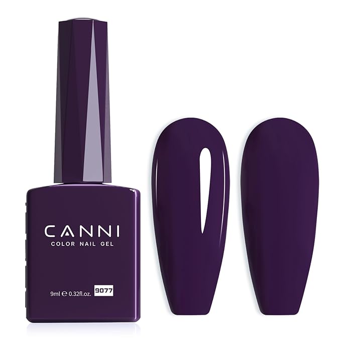 CANNI Dark Purple Gel Nail Polish, 1Pcs Purple Gel Polish Lavender Color High Gloss Soak Off U V Nail Manicure Salon DIY