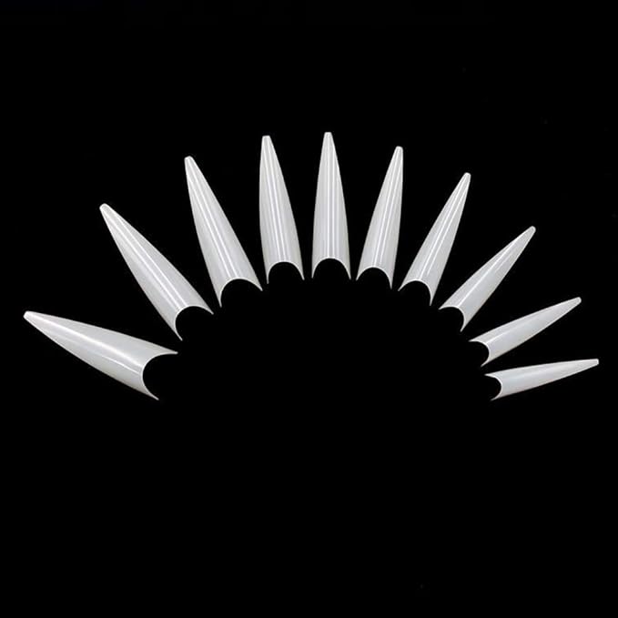 Long Stiletto Natural Nail Tips - Acrylic Half Cover Pointed Fake Nails, Long Claw False Artificial Tips 600pcs 10 Sizes With Box