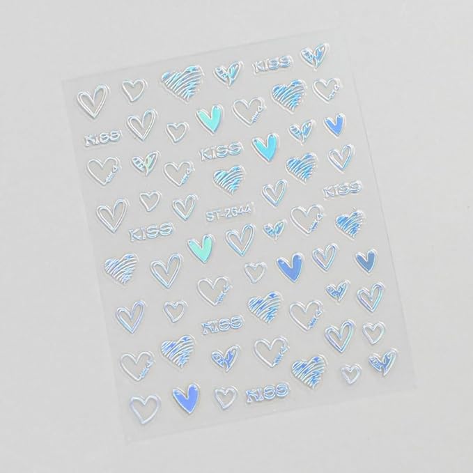 Valentine's Day Nail Stickers fo Nail Art 5D Embossed Hearts Nail Decals 12Sheets