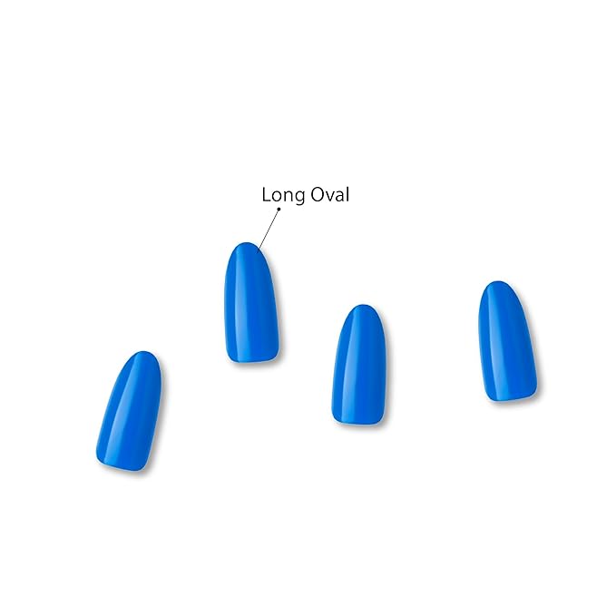 GoldFinger False Nails Kit, Ready to Wear Blue Fake Nails, Manicure Stick and Glue Included, Long Oval Shape, Long-Lasting Hottest Trend Glue on Nails, Convenient & Easy to Apply, All Occasions