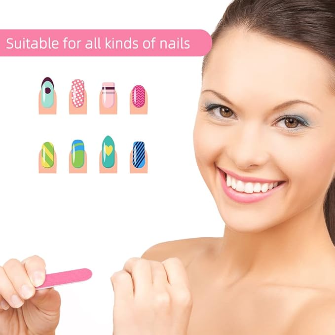 Mini Nail File Bulk 300Pcs (180/240 Grit), Disposable Nail Files Double Sided Emery Boards Home or Professional Manicure Tools(Purple and Pink)