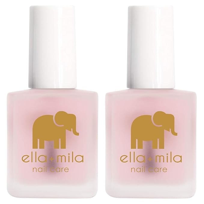 ella+mila Nail Strengthener and Growth Treatment - First Aid Kiss Nail Hardener for Damaged Brittle Thin Nails - Strengthening Polish with Vitamin E - Vegan (2-Pack)