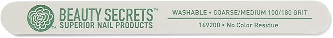 Beauty Secrets White Cushion Nail File Medium/Coarse 100/180 Grit