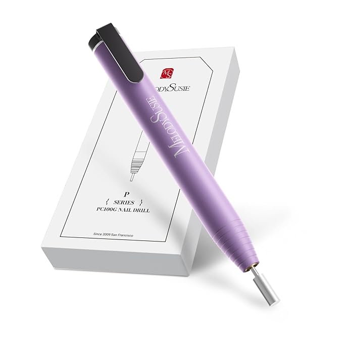 MelodySusie PocketNail Slim Ergonomic Pen-Shaped USB Nail Drill, PC100G 20000RPM Portable Electric File for All Manicure, Pedicure Nail Care, Shaping & Gel Removal at Home for Beginners