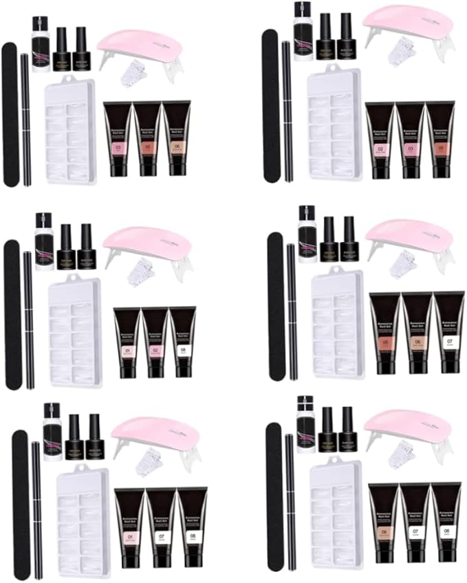 Gel Nail Kit, 11PCS Poly Nail Gel Kit Extension with UV Light Polish Starter All in One Suitable for Beginner DIY at Home (NO. 03)