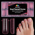 EBANKU Poly Gel Nail Forms for Toes, Pink Long Square Dual Forms for Pedi Nail Extension Poly Gel Toenails Reusable Toe Nail Tips Mold, 150 Pieces, 15 Sizes