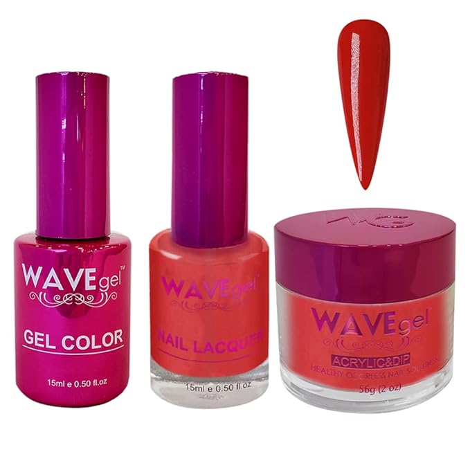 WAVEGEL Soak-Off Gel, Nail Lacquer & Acrylic/Dip Powder Matching Set - Princess Collection - #108 Rubicund