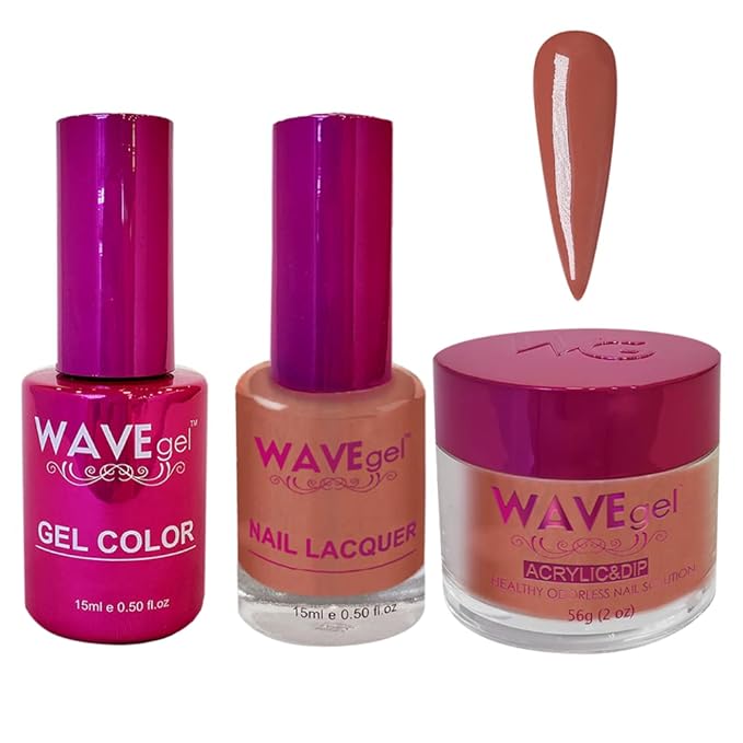 WAVEGEL Soak-Off Gel, Nail Lacquer & Acrylic/Dip Powder Matching Set - Princess Collection - #38 Cinnamon Syrup