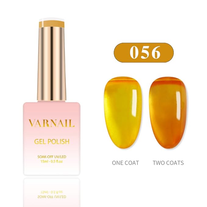VARNAIL Jelly Gel Nail Polish Kit 6 Colors, Translucent Brown Sheer Series, Soak off U V Light Gel Nail Polish 15ml/ Bottle, Nail Art Manicure DIY Home Salon for Women Girls