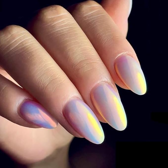 Pretty Diva 0.3g Unicorn Chrome Nail Powder, Aurora Iridescent Chrome Powders for Nails, Mermaid Chrome Powder for Gel Nails Chrome Mica Powder Manicure Pigment (Aurora, 0.3g)