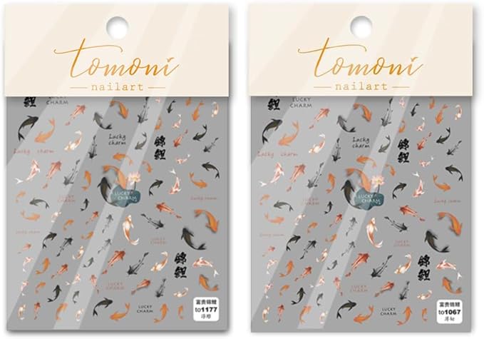 Lucky Fish Nail Art Stickers 5D Koi Nail Decals Embossed Wish Fish Self Adhsive New Year Sticker for Women Girls DIY Nails Manicure Salon (Lucky Fish)