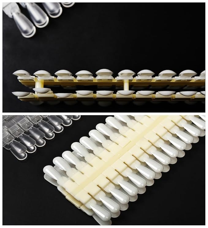 2Set Nail Color Display Tips Detachable Nail Tip Display Palette Board Double Sided Practice Samples Training Tools Nail Gel Color Display Cards Nail Color Swatches 144Pcs Nail Tips