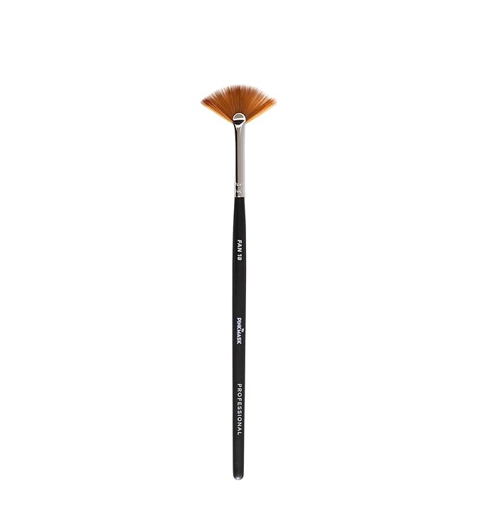 Pink Mask Fan Brush 18 - Large Manicure Brush for Blending, Ombre Effects, and Glitter Application