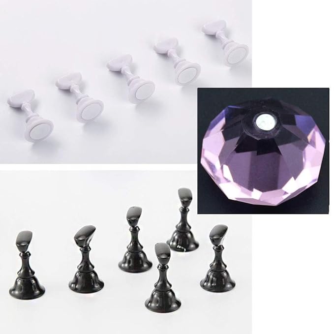 Kalolary Nail Art Display Stand - Magnetic Tips Holder, Crystal Holder, Chessboard, DIY Practice Stand (Purple)