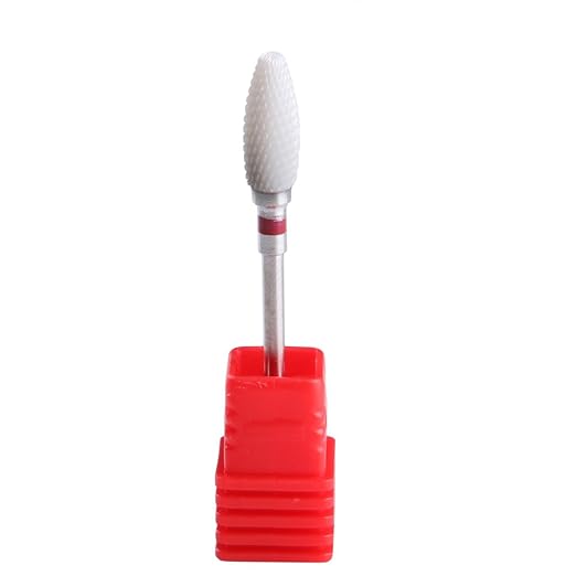 MZCMSL Fine Ceramic Cone Nail Bit, Portable Electric Manicure Drill for Acrylic White Head, 6 x 14.5 mm