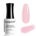 RARJSM Nude Sheer Candy Pink Fiber Glass Rubber Base Gel Nail Polish for Repair Broken Nails StrengthenerGel Base Coat Transparent Brush on Building Gel in a Bottle Soak Off Curing Requires 15ml