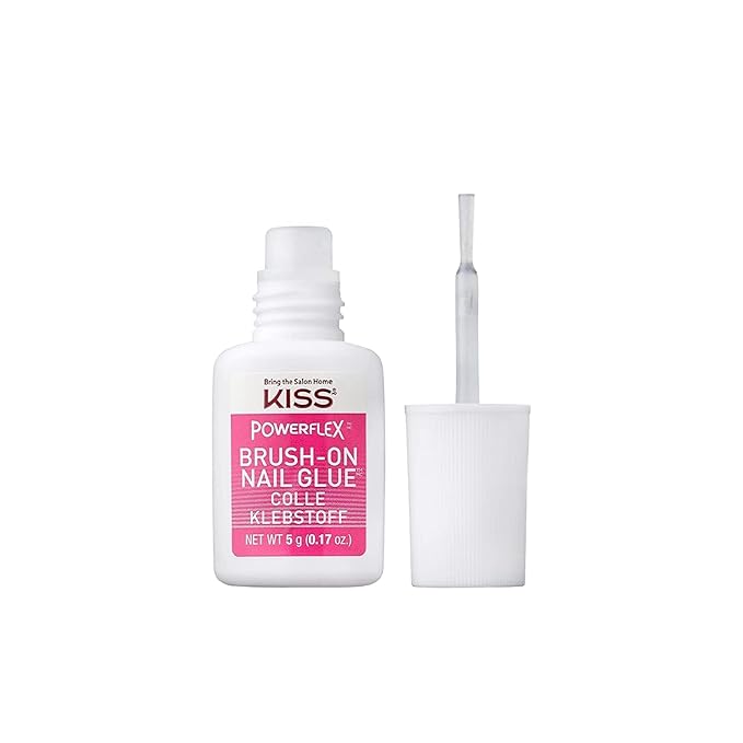 KISS PowerFlex Brush-On Nail Glue for Press On Nails, Ultra Hold Flex Formula Nail Adhesive, Includes One Bottle 5g (0.17 oz.) with Twist-Off Cap & Brush Applicator (Pack of 2)