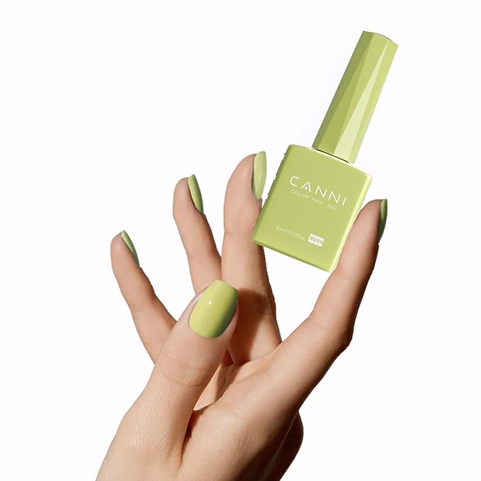 CANNI Pastel Green Gel Nail Polish, 1Pcs Sage Light Green Gel Polish Lime Mint Color High Gloss Soak Off U V French Nail Manicure Salon DIY