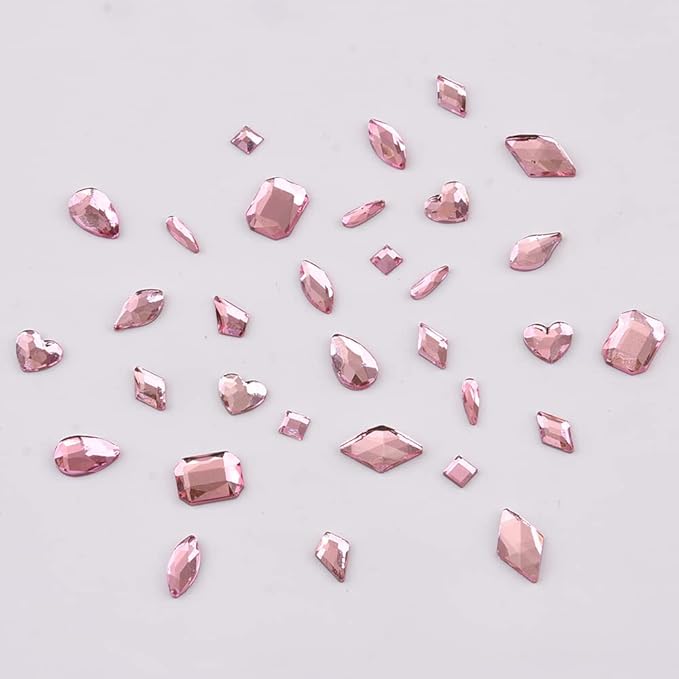 820pcs Pink Flatback Nail Art Shape Rhinestones Mixed Size 1.5-5mm Round Glass Nail Crystals Diamonds Stones Gems for Nail Art Makeup Clothes Shoes Crafts