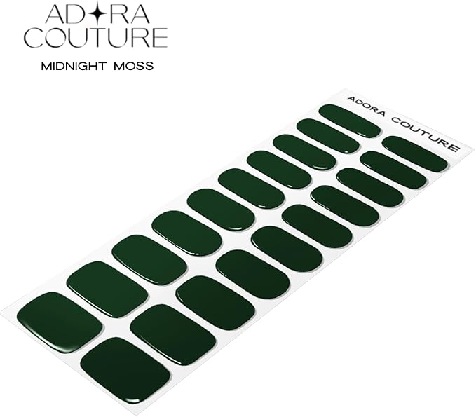 Semi-Cured Gel Nail Strips - 20 Salon-Quality Gel Sticker with UV Light Required, Long Lasting, Easy Application & Removal, Includes Prep Pad, Nail File, Wooden Stick (Green Moss)