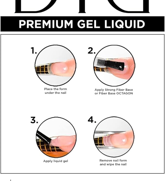 DIDER LAB Premium Liquid Gel Set Milky Pink - Self-Leveling Builder Gel for Nails - Professional Nail Reconstruction - Up to 5 mm Nail Extension - UV LED - Non-Acid - 2x0.34 fl oz