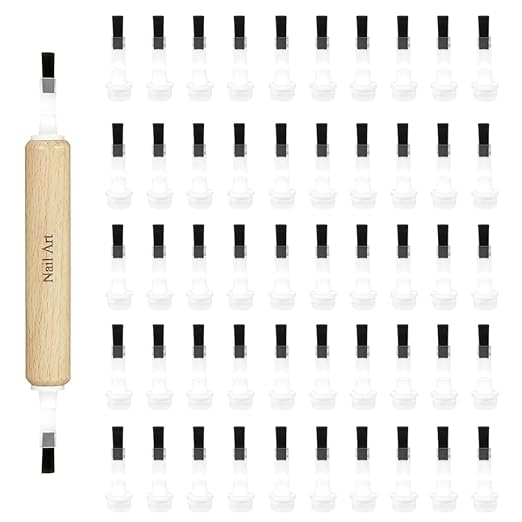 50Pcs Replaceable Brush Heads for Nail Art Brushes, Perfect for Nail Beauty Brushes Design, Mini Small Painting Brush with Wooden Handles, Ideal for Nail Art and DIY