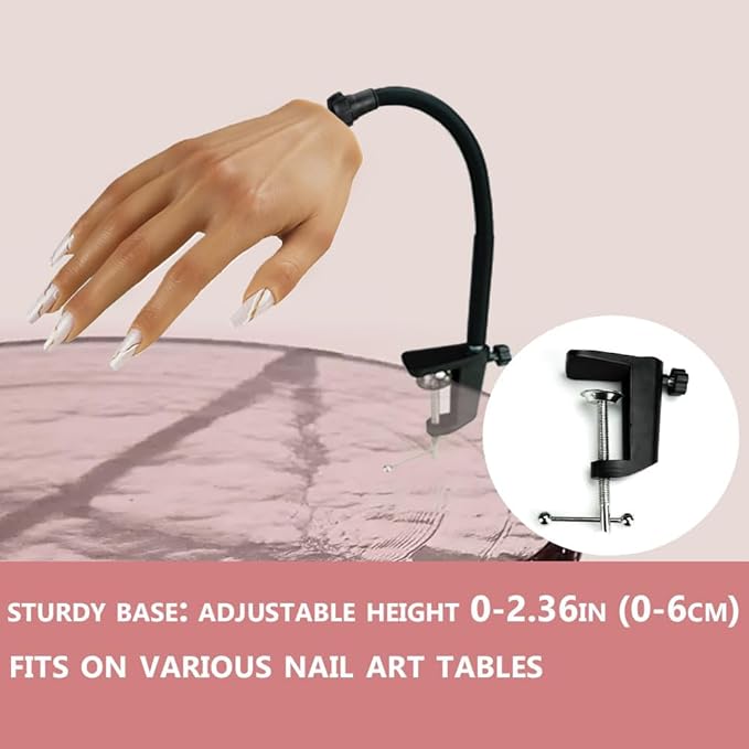 Silicone Practice Hands for Acrylic Nails with Stand Bracket Make-up Nail Practice Hand Flexible Hand Painted Mannequin Hands for Nails Art Training Tool (New 4#-Left Hand)