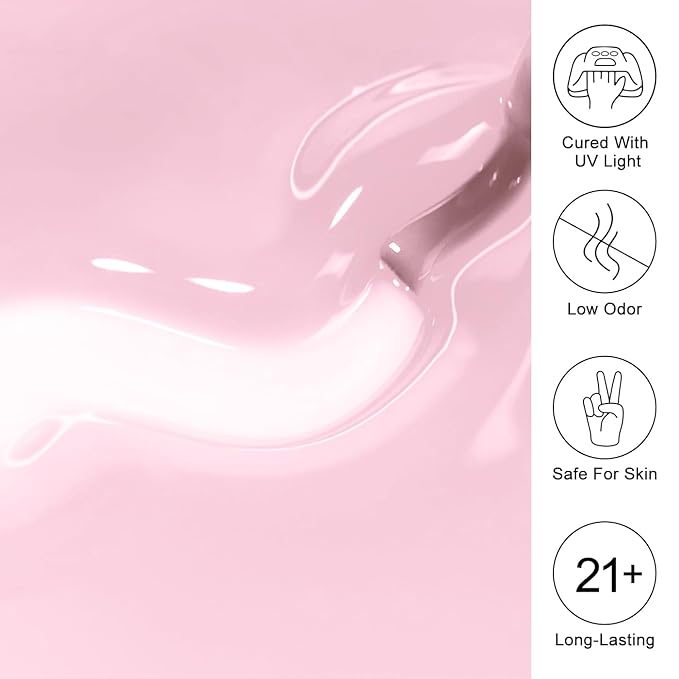 Imtiti Light Pink Jelly Gel Nail Polish, Milky Pink Sheer Translucent UV Gel Polish for Nail Art Soak off UV Led 10ML
