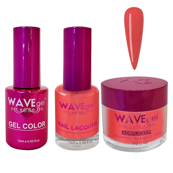 WAVEGEL Soak-Off Gel, Nail Lacquer & Acrylic/Dip Powder Matching Set - Princess Collection - #102 Dahlia