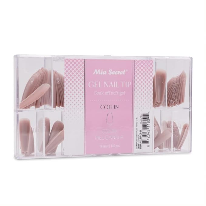 Mia Secret Soak off Soft Gel Nail Tip MADE IN USA for Salon and DIY (Cover Piel Canela, Coffin)