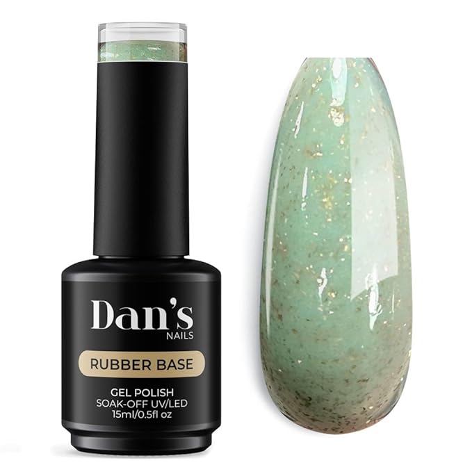 Dan's Nails Rubber Base Gel Polish Coat (Glint Green)