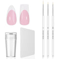 Jelly Nail Stamper & Liner Nail Art Brushes - French Tip Nail Design Tools, Silicone Nail Art Stamping Stamper with Scraper, French Tip Stamp Liner Brush for Manicure Home DIY Salon
