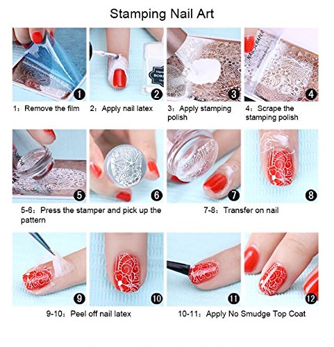 Nail Stamping Kit 4pc Heart Lace Nail Stamping Plate Butterfly Stamp Template Stencil Silicone Stamper Scraper Nail Rhinestones Decoration Mandala Dotting Pen Nails Striping Tape French Nail Tools