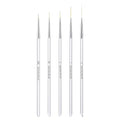 5Pcs Nail Art Liner Brushes Set, Manicure Brush Fine Drawing Thin Lines Painting Details Striping Design For Gel Polish Dotting Pen Transparent Handle Home DIY, 6/9/12/18/24mm