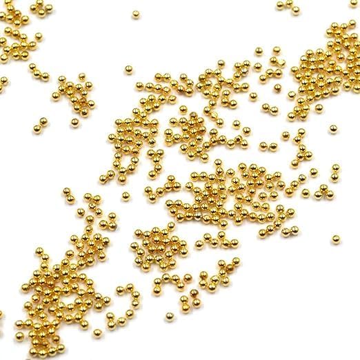 3D Nail Caviar Beads - Decoration Mini Metal Beads DIY Nails Supplies Accessories for Women & Men (Gold, Rose Gold)