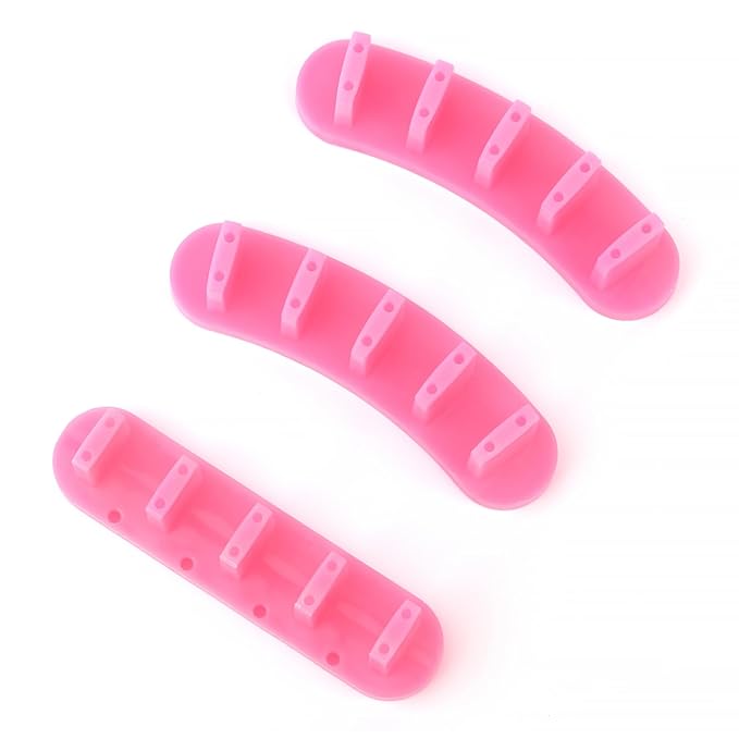 3pcs False Nail Art Tips Practice Display Stand Tool with 10 pcs False Nail Tips for Gel Nail Polish DIY Nail Training Tools (Rose) (display stand)