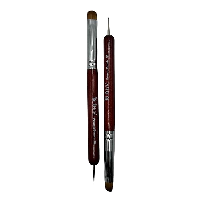 2-Piece Sable Brush Set: Professional Acrylic French Manicure Clean-up Brush and Bend Nail Dotting Pen | Essential Tools for Precision Nail Art and Clean Cuticles (16)