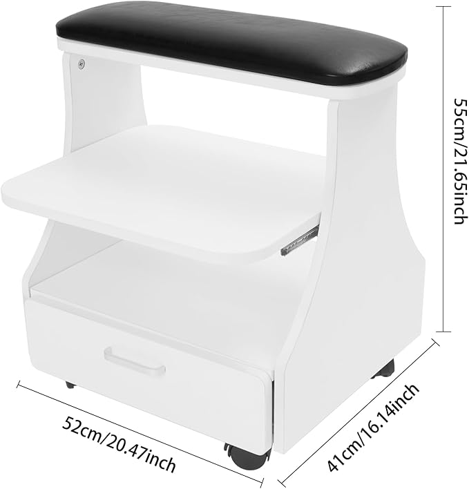 Pedicure Foot Rest, Manicure Foot Rest w/Wheels, Upgrade Widen Footrest Pedicure Foot Stool Stand, Portable Foot Bath Spa Cart Foot Massage Station Footrest, Home Beauty Salon Nail Foot Trolley Cart