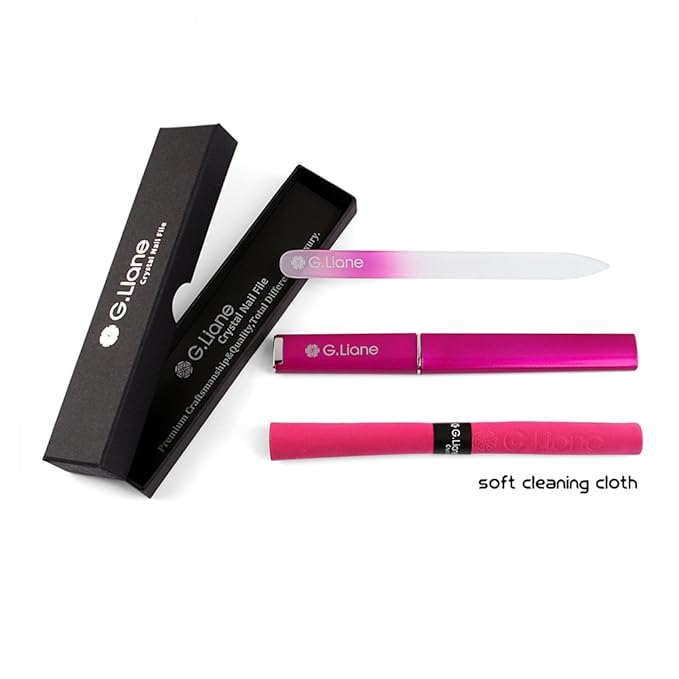 Crystal Nail File Set–Professional Nail File Manicure Pedicure Kit for Natural Nails Acrylic Nails Gels Nails Manicure Tools for Home and Salon(Rainbow Pink)