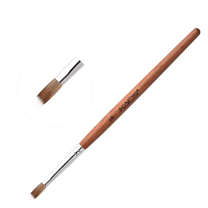 KADS Nail Acrylic Brush Kolinsky Nail Extension Brush Oval Crimped Shaped Sturdy Wooden Handle Acrylic Powder Nail Art Brush Professional Manicure Pedicure (6#)