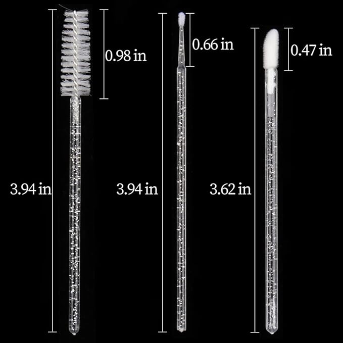 300 PCS Eyelash Extension Supplies Kit,Disposable Lash Spoolies Brushes Micro Swab Brushes Mascara Wand Lip Eyelash Extension Tattoo Lipstick Applicator(Crystal White)