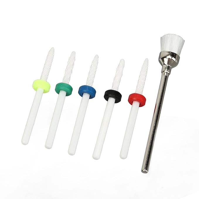 6pcs Ceramic Nail Drill Bits Set, Drill Bits for Nails Rotary Burrs for Acrylic Electric Manicure Pedicure Nail File Machine