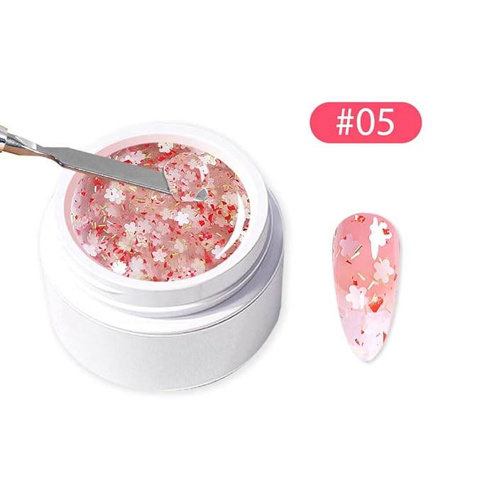 VARNAIL Nail Extension Kit Solid Building Gel, Non-sticky Nail Building Gel with Basic Gel and Tools, Lamp, Accessories, Poly Gel Kit for Beginners Nail Art DIY Home (Floral Gel)