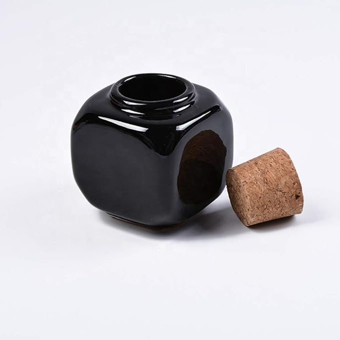 Porcelain Material Nail Art Acrylic Glass Dappen Dish Powder Liquid Bowl Holder Container With Soft Wooden Lid Nail Art Accessories (black&white)