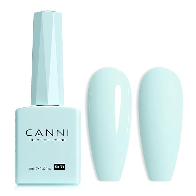 CANNI Mint Green Gel Nail Polish, 1Pcs Light Pastel Green Gel Polish Lime Mint Color Soak Off U V Nail Manicure Salon DIY at Home