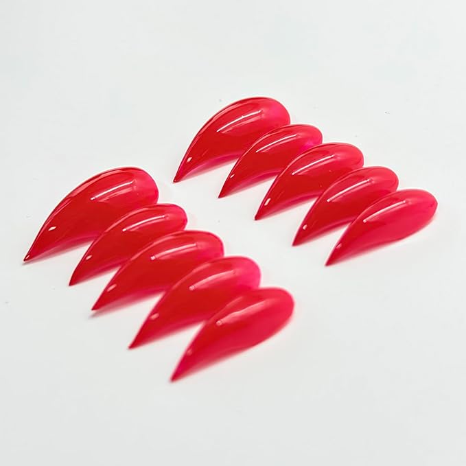 10 Pcs Christmas Press on Nails RIICFDD Red Fake Nails Curved Stiletto Eagle Claw False Nails Muti-Layer Gel Handmade Nail Cat Claw Stick on Nail for Women New Year Nail (S)