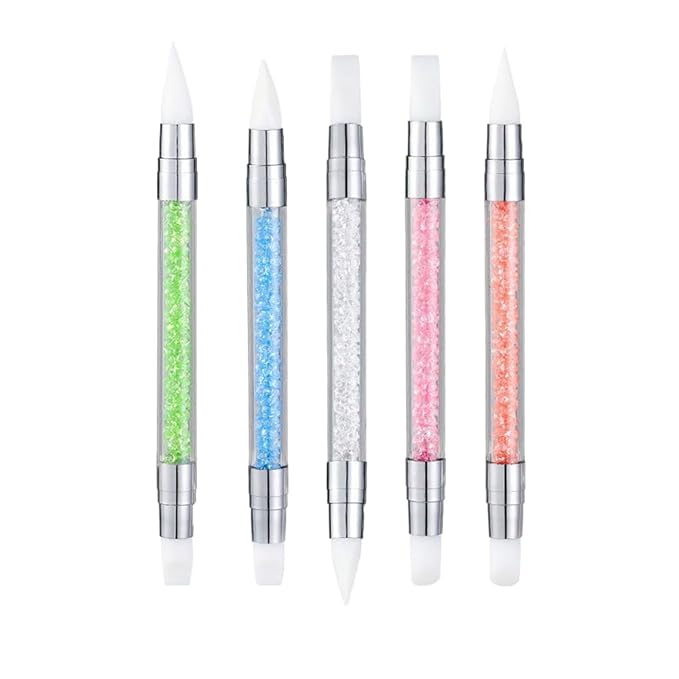5pcs Nail Sculpture Pen - Dual Tipped Silicone Nail Tools, Acrylic Pen & Brushes for Resin, Design Tools for Foil Carving & Drawing Effects