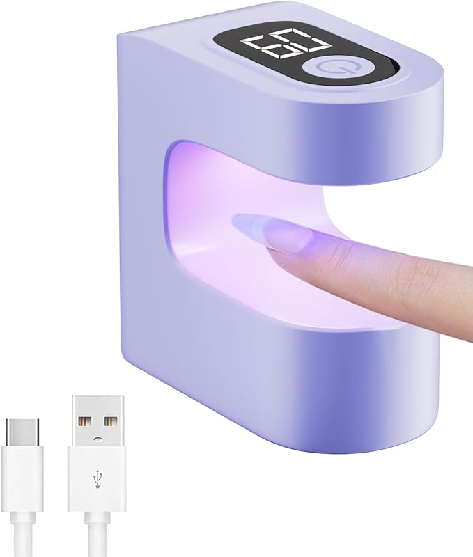 Mini UV Light for Gel Nails, Rechargeable Nail Lamp with 2 Timers & LCD Display, Portable UV Nail Dryer Cordless Gel Nail Lamp for Home DIY Manicure Art