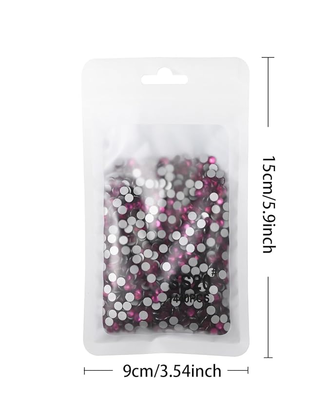 Flatback Glass Rhinestones,Bedazzler Gems 1440pcs Non Hotfix Crystal Rhinestones for Nail Charms Crafts Clothes Tumblers,Fuchsia,SS20